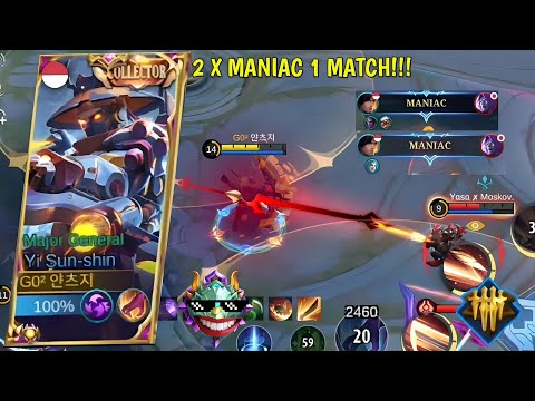 TOP GLOBAL YSS 2X MANIAC 1 MATCH!!! YSS HACK DAMAGE | YSS FAST FARMING | YANNN -MLBB