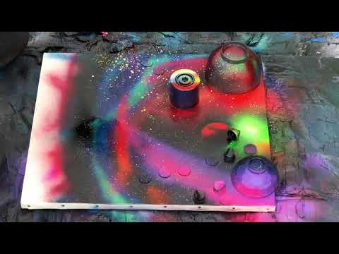 “Give away painting #6” red space city (SPRAY PAINT ART) by spray art eden
