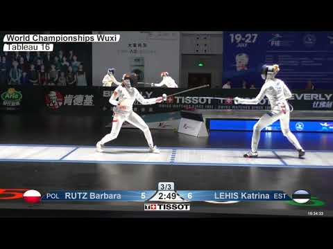 2018 241 T16 02 F E Individual Wuxi World Championships BLUE LEHIS EST vs RUTZ POL