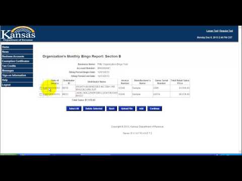 KDOR Bingo Tutorial - Organization Report