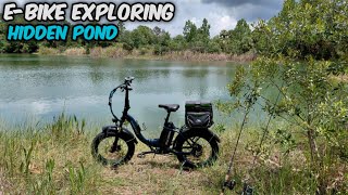 Scouting a HIDDEN POND for Fish and STEALTH CAMP areas - (MAGICYCLE E-BIKE)