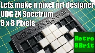 Pixel art ZX Spectrum UDG design 8 x 8 pixel physical design kit.