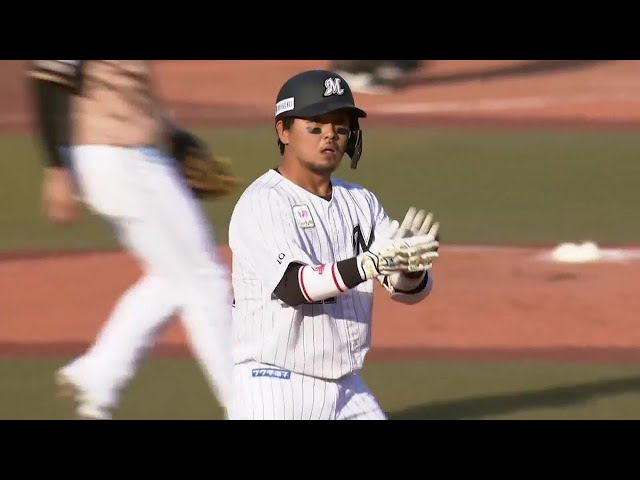 【5回裏】マリーンズ・田村龍弘 先制のタイムリー2ベースヒットを放つ!! 2021年10月24日 千葉ロッテマリーンズ 対 北海道日本ハムファイターズ