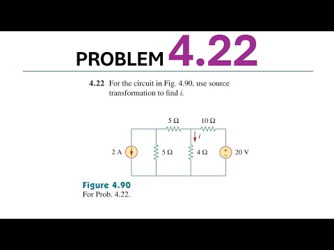 Problem 4.22  (Sadiku) 5th Ed - For the circuit in Fig 4.90, use source transformation to find i