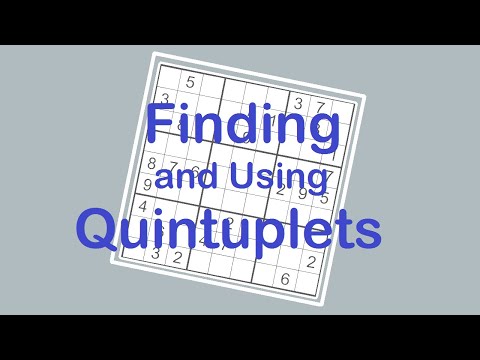 Sudoku Primer 204 - Finding Quintuplets & How to Find Other Number Groups