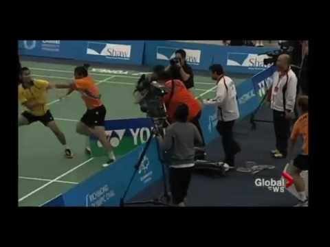 Badminton Players Fighting On The Court