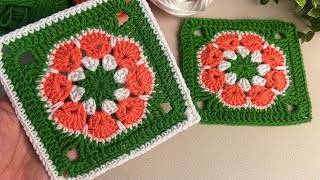 Unique&easy crochet square motif pattern for beginners