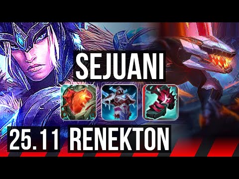 SEJUANI vs RENEKTON (TOP) | 900+ games | KR Master | 25.11
