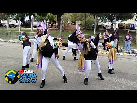 Corpo coreográfico da Banda Marcial Renovação no concurso em Dias D'Ávila - BA 2025