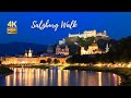 Salzburg Austria Walking In The Night Around New Town Area 4K HDR