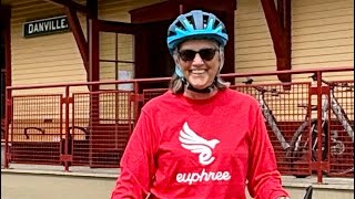 Solar Sparrow riding the Lamoille Valley Rail Trail to Sugar Ridge Campground VT