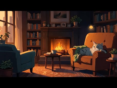 🔥 Cozy Fireplace Ambiance  & Lofi Music | Relaxing Study and Chill 🔥