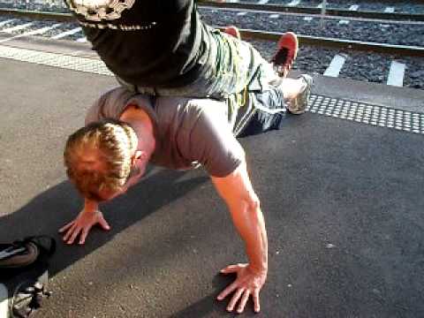 paul teede being a twat - push up comp @ tram stop