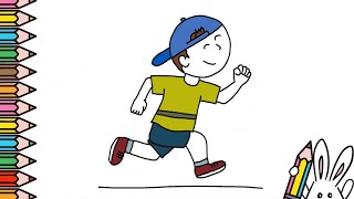 How to draw a boy running easy 🏃
