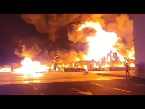 PAMJE NGA ZJARRI NË MAMINAS/ Frika e shpërthimeve nga djegia e fabrikës së bojrave