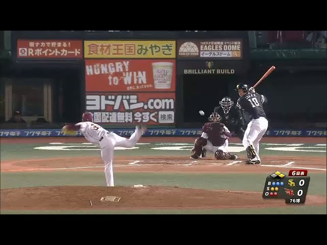 【6回表】イーグルス・美馬 ホークス・李大浩を見逃し三振!! 無失点ピッチング続ける 2015/4/8 E-H