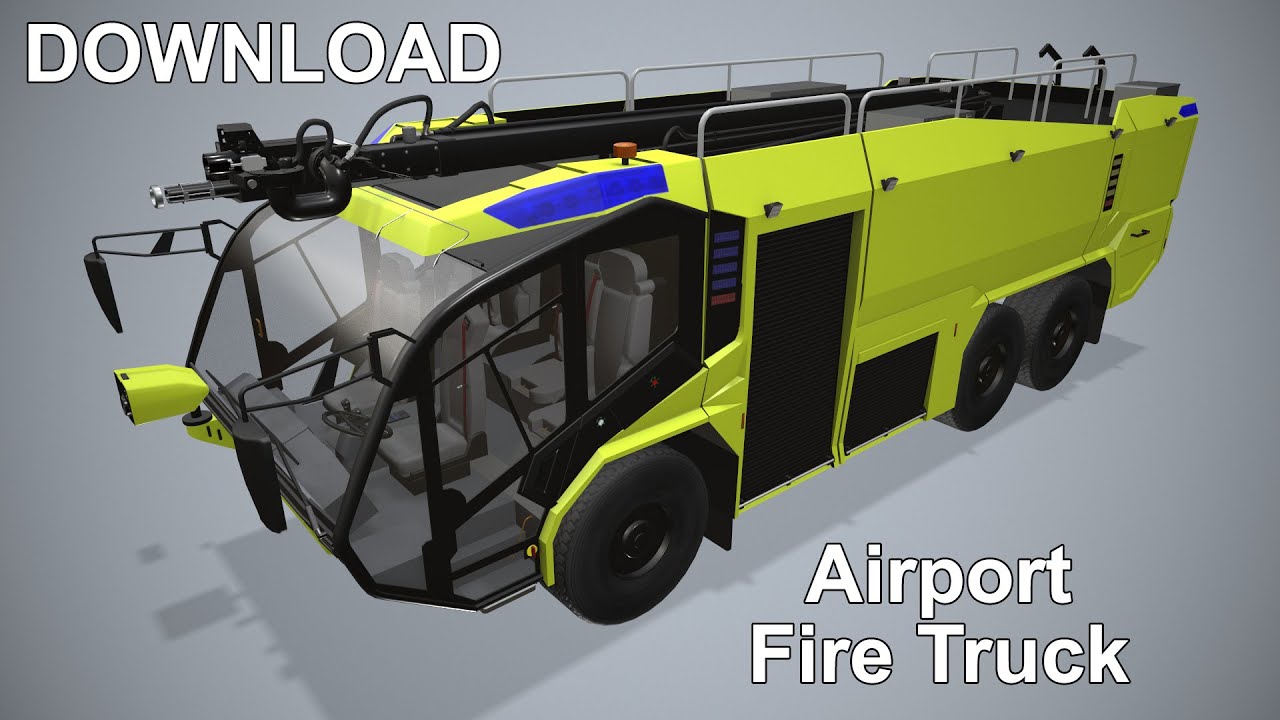 机场消防车 6x6 黄色 --384-- 3D 模型