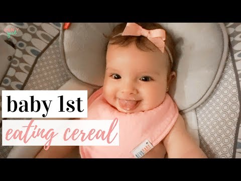 BABY'S FIRST TIME EATING RICE CEREAL ✨ | How to make rice cereal + baby's reaction
