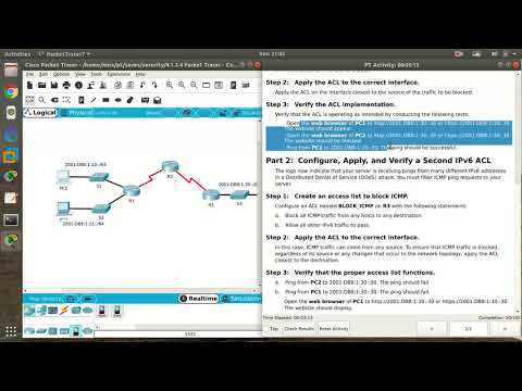 4.1.3.4 Cisco Packet Tracer 7.2 - Configuring IPv6 ACLs