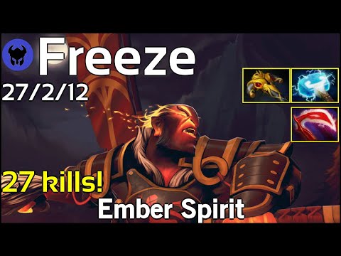 27 kills! Freeze plays Ember Spirit!!! Dota 2 7.22