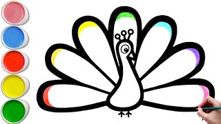 How to draw a peacock 🦚 for Kids & Toddler || peacock drawing easy step by step || educational video