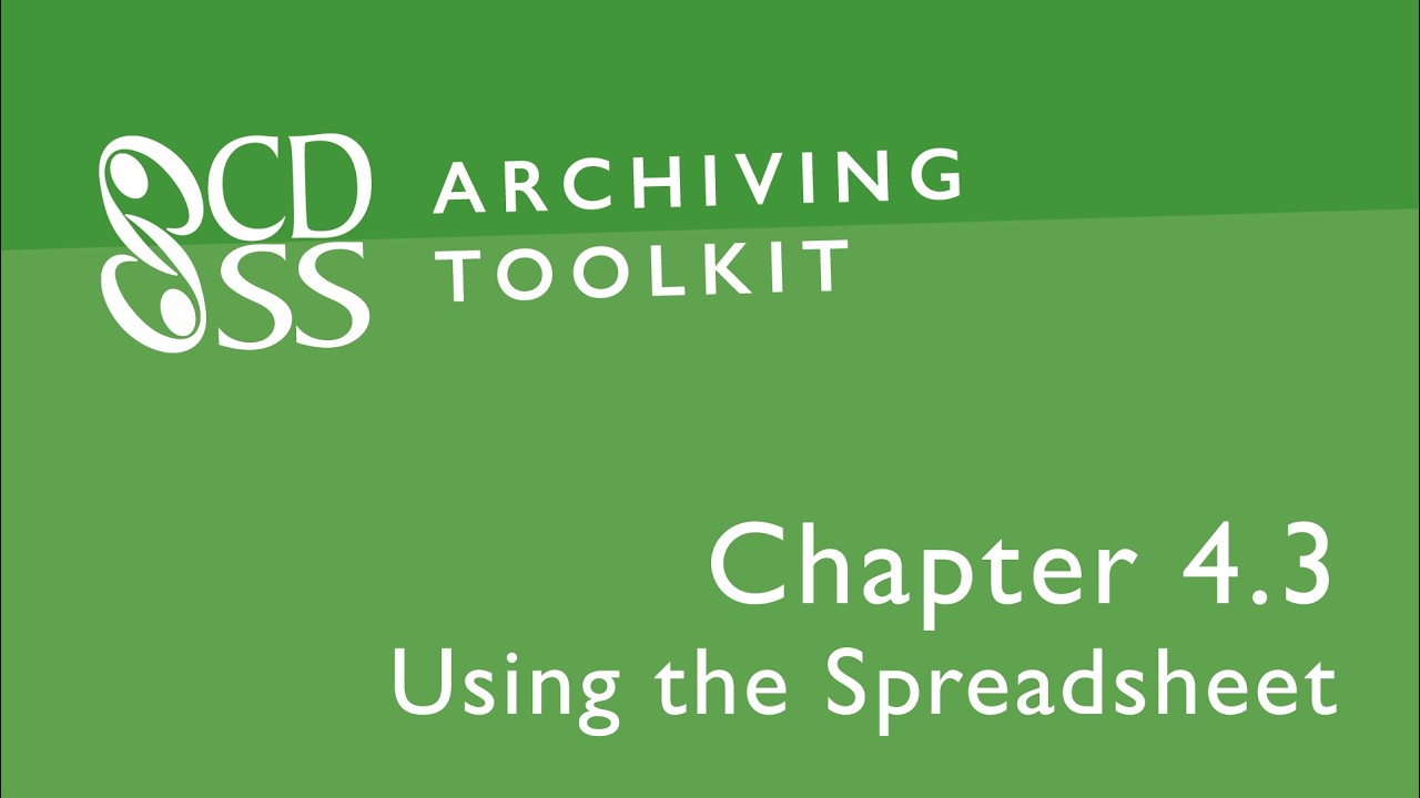CDSS Archiving Toolkit, Chapter 4.3: Using the Spreadsheet