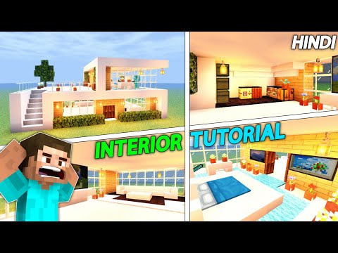 Minecraft: Modern House Interior Design || Interior Tutorial (Easy) || HINDI