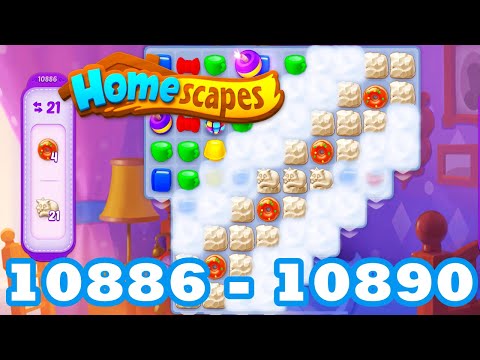 Homescapes Level 10886 - 10890 HD 3 - match puzzle Gameplay | android | IOS | 10887 | 10888 | 10889