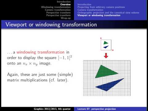 Computer Graphics 2013, Lect. 7(1) - Pipeline: perspective projection