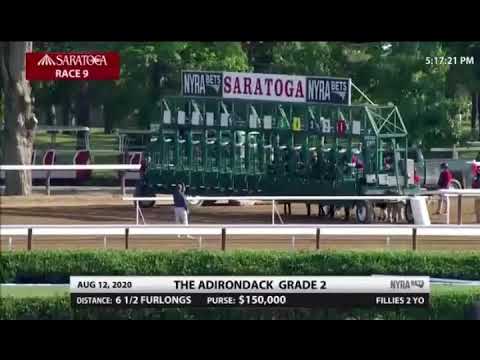 Thoughtfully, ridden by Ricardo Santana Jr., wins the Grade 2 Adirondack Stakes at Saratoga
