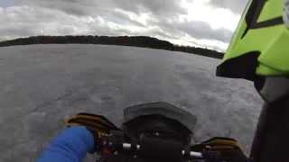 preview picture of video 'Balsam Lake snowmobile ice check ride 4 25 14'