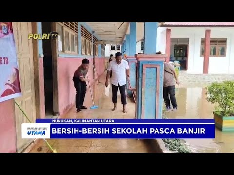 POLSEK SEMBAKUNG BAKTI SOSIAL BERSIHKAN SISA ENDAPAN LUMPUR DAN SAMPAH DI SEKOLAH