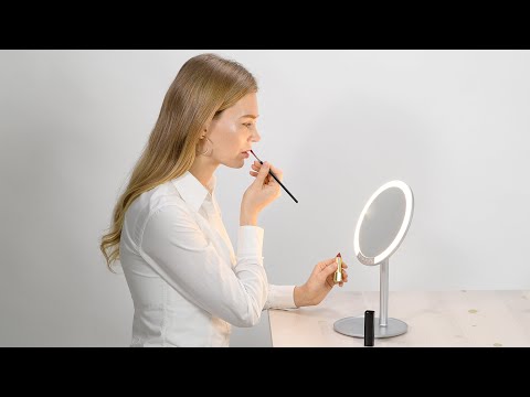 ナピュアLEDスタンドミラー シルバー HL-01 堀内鏡工業｜HORIUCHI