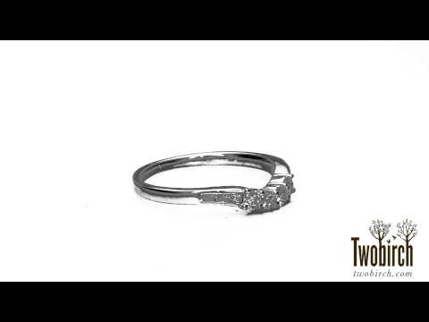 0.42 ct. Round and Princess Curved Matching Wedding Ring - TwoBirch TB-CR-0076-WG-G