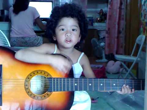 meah's first time to play guitar