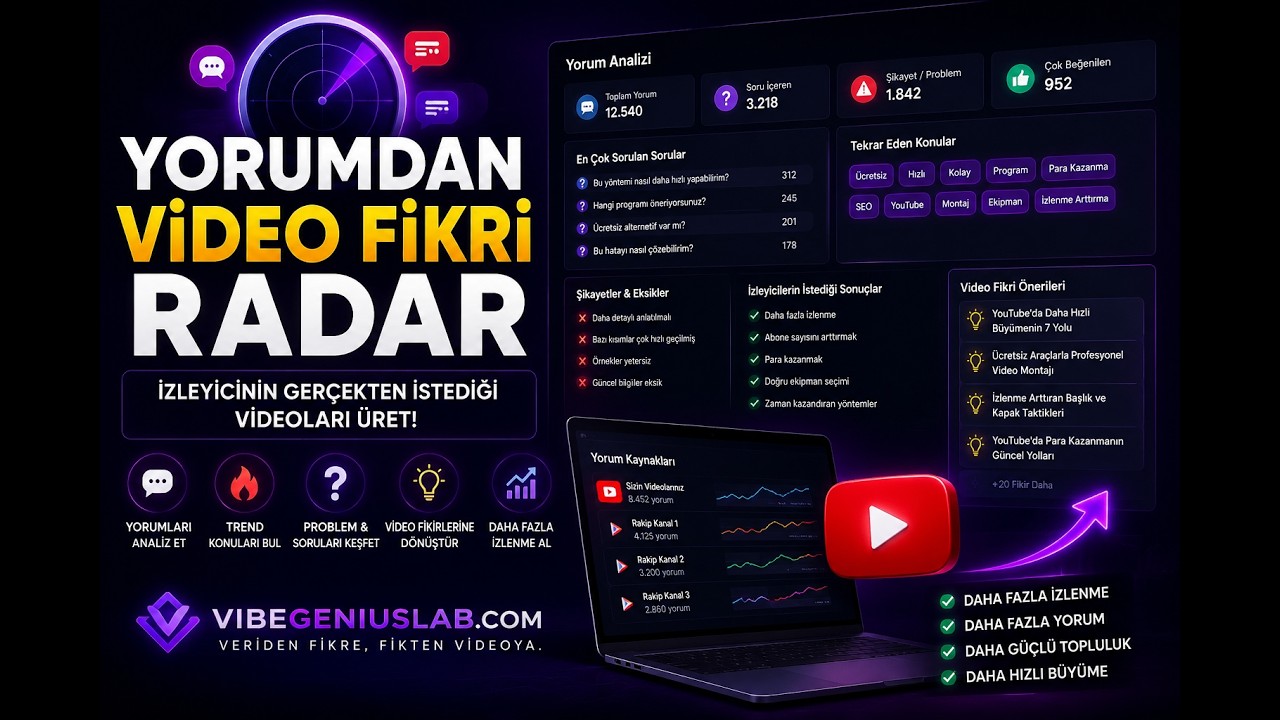 Rakip Kanalların Yorumlarını Analiz Ederek İçerik Fikri Üret!