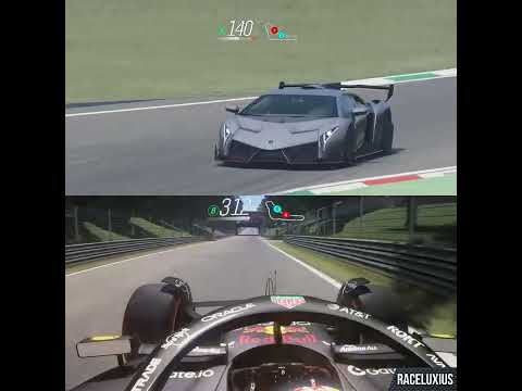 Thumbnail for Red Bull F1 2025 vs Lamborghini Veneno at Monza by Lamborghini, Supercar, Lamborghini Veneno, Car