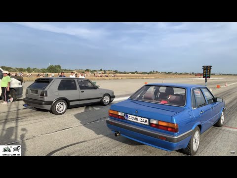 Audi 80 2.2 20v Turbo vs VW Golf 2 Turbo Diesel drag race 1/4 mile 🚦🚗 - 4K
