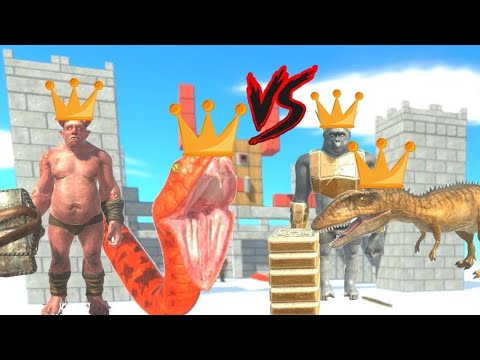 KING GHOR + PRIMATES + KING CARCHARODONTOSAURUS + C  DINOS VS KING OGRE + INF+ QUEEN TITANOBOA -ARBS