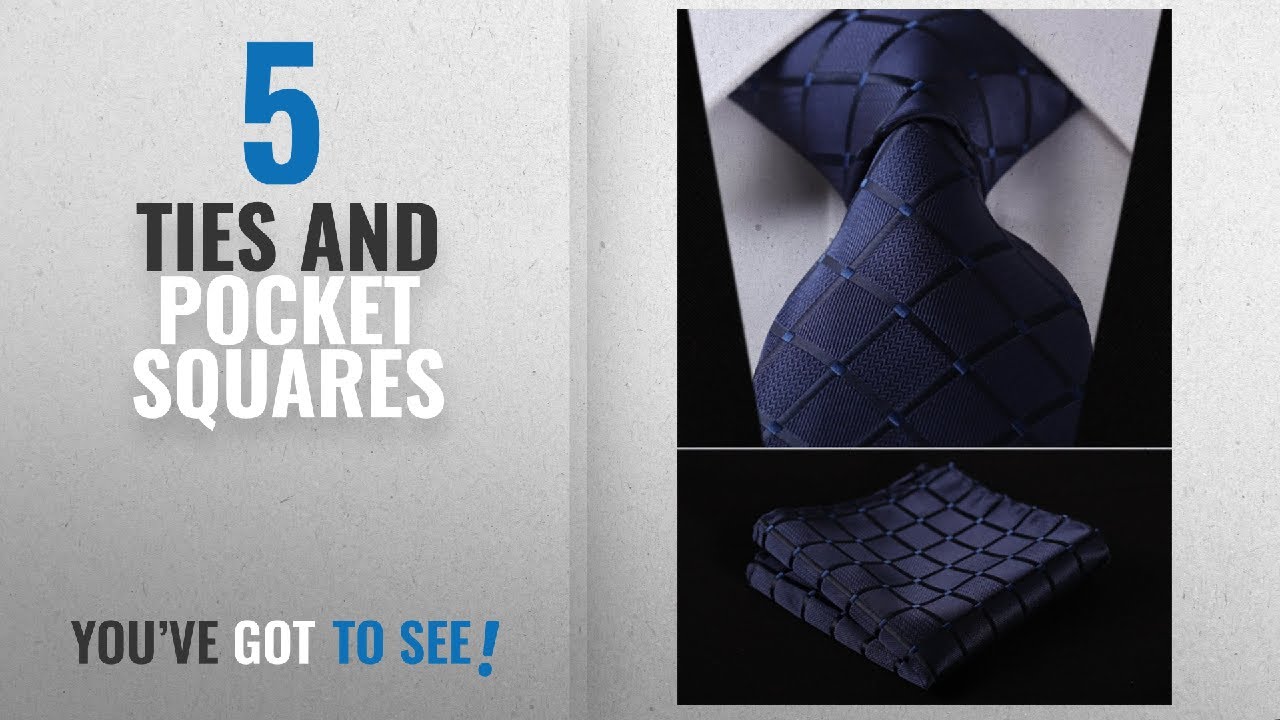 Top 10 Ties And Pocket Squares [2018]: HISDERN Check Wedding Tie Handkerchief Men's Necktie &