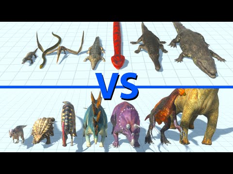 REPTILES Team vs HERBIVORE DINOSAURS Team - Animal Revolt Battle Simulator