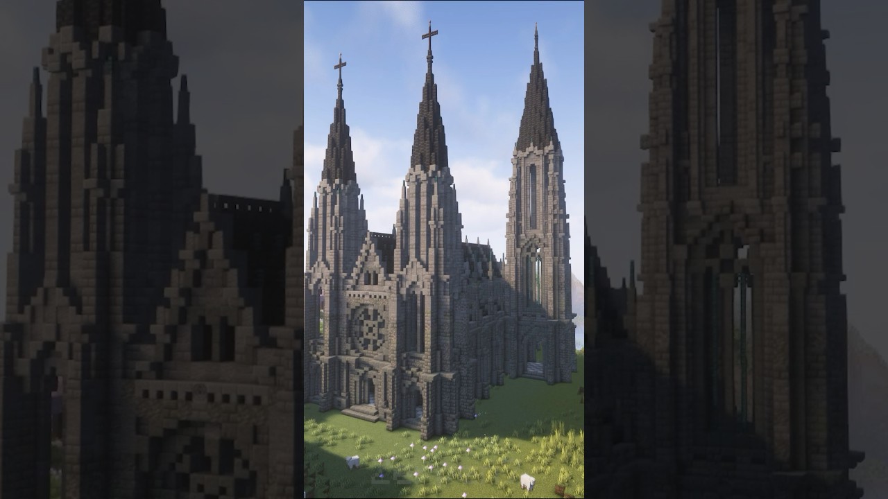 Minecraft Gothic Cathedral Build #minecraft #shorts #minecraftbuild #minecraftbuilding
