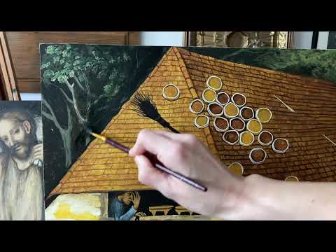 Malowanie kopii obrazu Breughla. Kopiowanie obrazu. Painting copy of masterpiece. Oil copy painting.