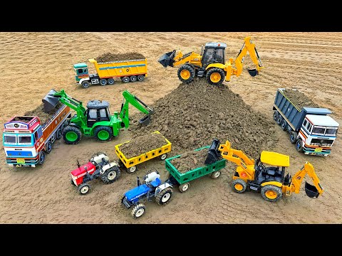 JCB 5CX Loading Mud Tata Truck Swaraj Tractor Tipper? Jcb Ki Khudai | Jcb Cartoon | Tractor Cartoon