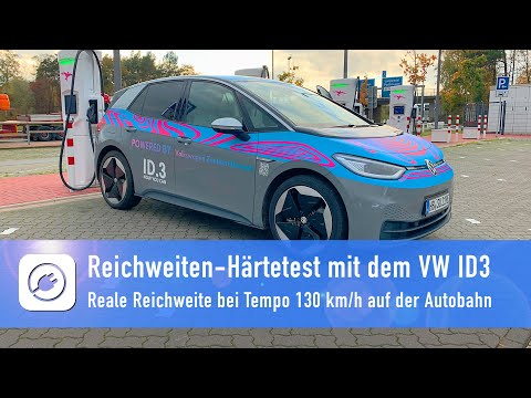 VW ID3 - Elektroauto Reichweiten-Härtetest bei 130 km/h auf der Autobahn - mit Ladekurve