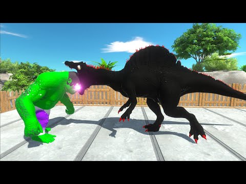 HULK GORO VS DARK SPINOSAURUS DEATH RUN - Animal Revolt Battle Simulator