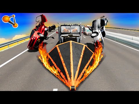 Satisfying Car Rampage Wrong Way cars crashing  with max speed on German Autobahn Beamng Drive