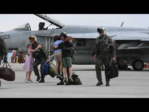 Strike Fighter Squadron Greeted by Friends and Family