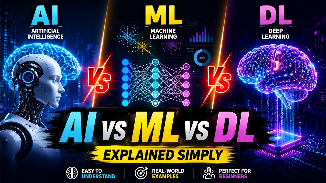 AI vs Machine Learning vs Deep Learning Explained Simply | Beginner’s Guide to AI