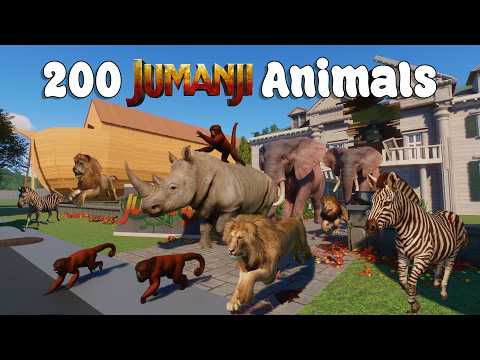 200 Animals of Jumanji Escape From City to Noah's Ark Animal Race in Planet Zoo included Elephant